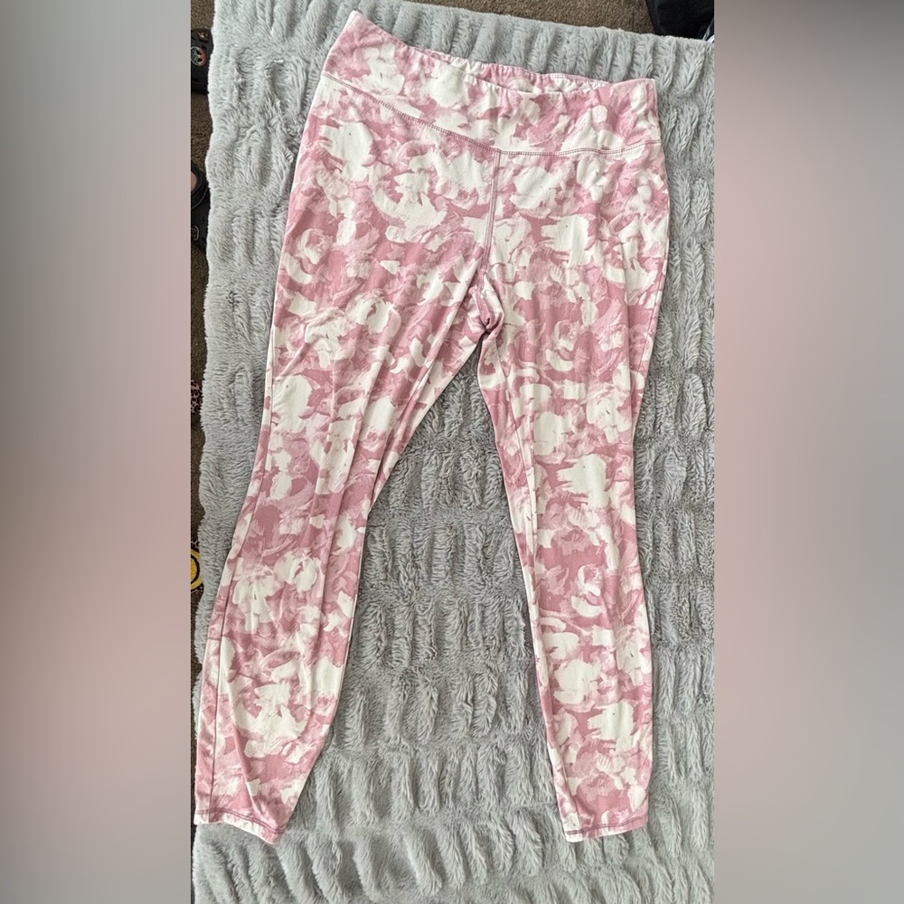 Wonderly Pink and White Tie-Dye Leggings with Stretch